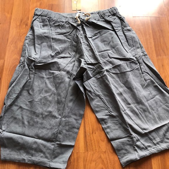 Aishang 2 Shorts Elastic Waist Linen Loose Pocket - Picture 1 of 5